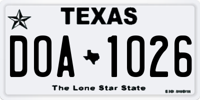 TX license plate DOA1026