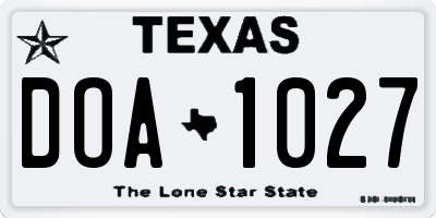 TX license plate DOA1027