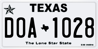 TX license plate DOA1028