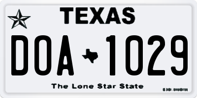 TX license plate DOA1029