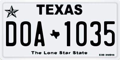 TX license plate DOA1035