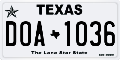 TX license plate DOA1036