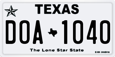 TX license plate DOA1040