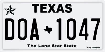 TX license plate DOA1047