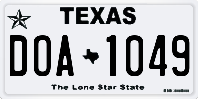 TX license plate DOA1049