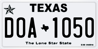 TX license plate DOA1050