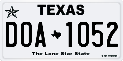 TX license plate DOA1052