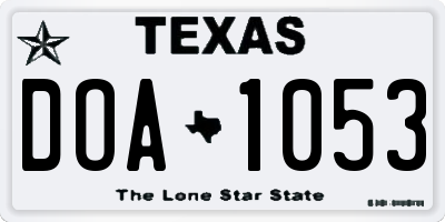 TX license plate DOA1053