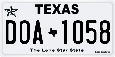 TX license plate DOA1058