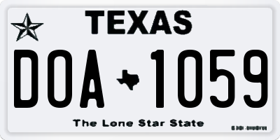 TX license plate DOA1059
