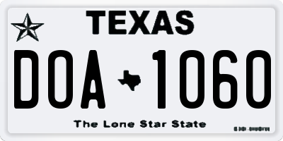 TX license plate DOA1060