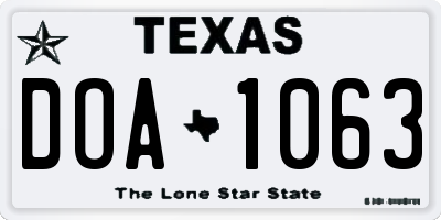 TX license plate DOA1063