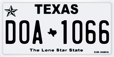 TX license plate DOA1066