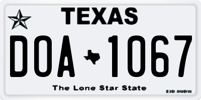 TX license plate DOA1067