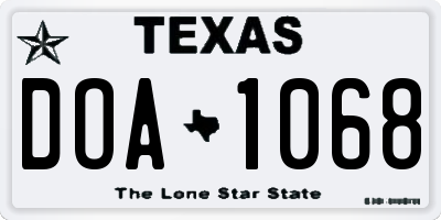 TX license plate DOA1068