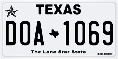 TX license plate DOA1069