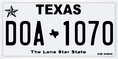 TX license plate DOA1070