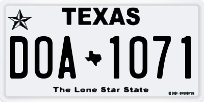 TX license plate DOA1071