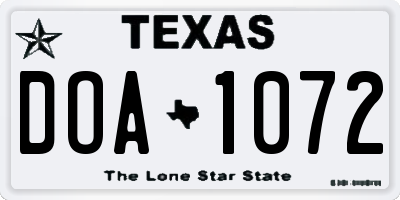 TX license plate DOA1072