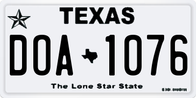 TX license plate DOA1076