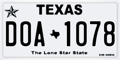 TX license plate DOA1078