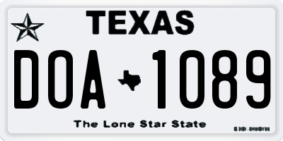 TX license plate DOA1089