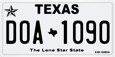 TX license plate DOA1090