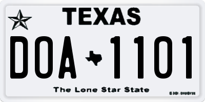 TX license plate DOA1101