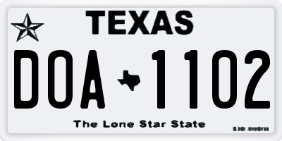 TX license plate DOA1102