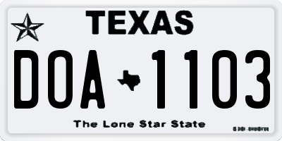 TX license plate DOA1103