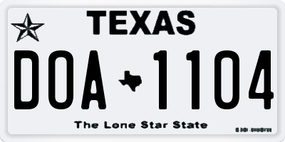 TX license plate DOA1104
