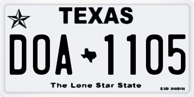 TX license plate DOA1105