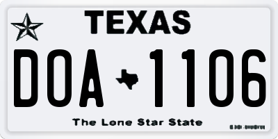 TX license plate DOA1106