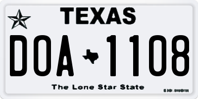 TX license plate DOA1108