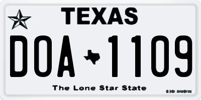 TX license plate DOA1109