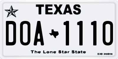 TX license plate DOA1110