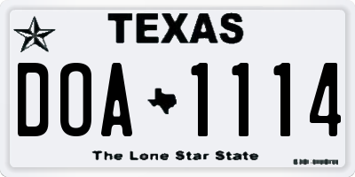 TX license plate DOA1114