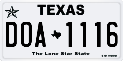 TX license plate DOA1116