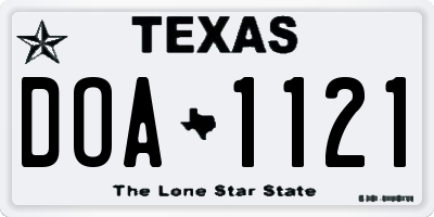 TX license plate DOA1121