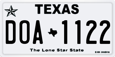 TX license plate DOA1122