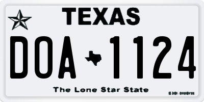 TX license plate DOA1124