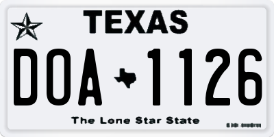TX license plate DOA1126