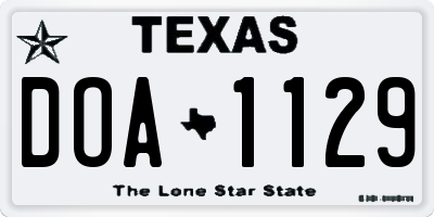 TX license plate DOA1129