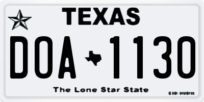 TX license plate DOA1130