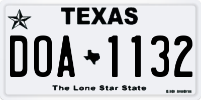 TX license plate DOA1132
