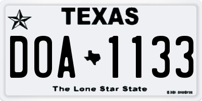 TX license plate DOA1133