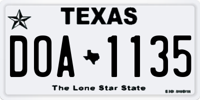 TX license plate DOA1135