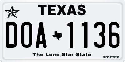 TX license plate DOA1136