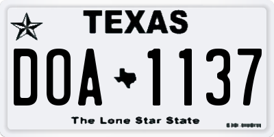 TX license plate DOA1137