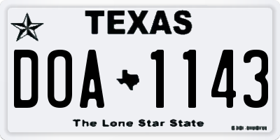 TX license plate DOA1143